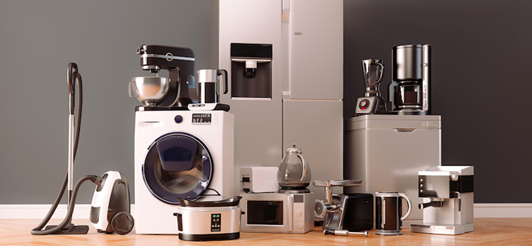 3d render of home appliances collection set